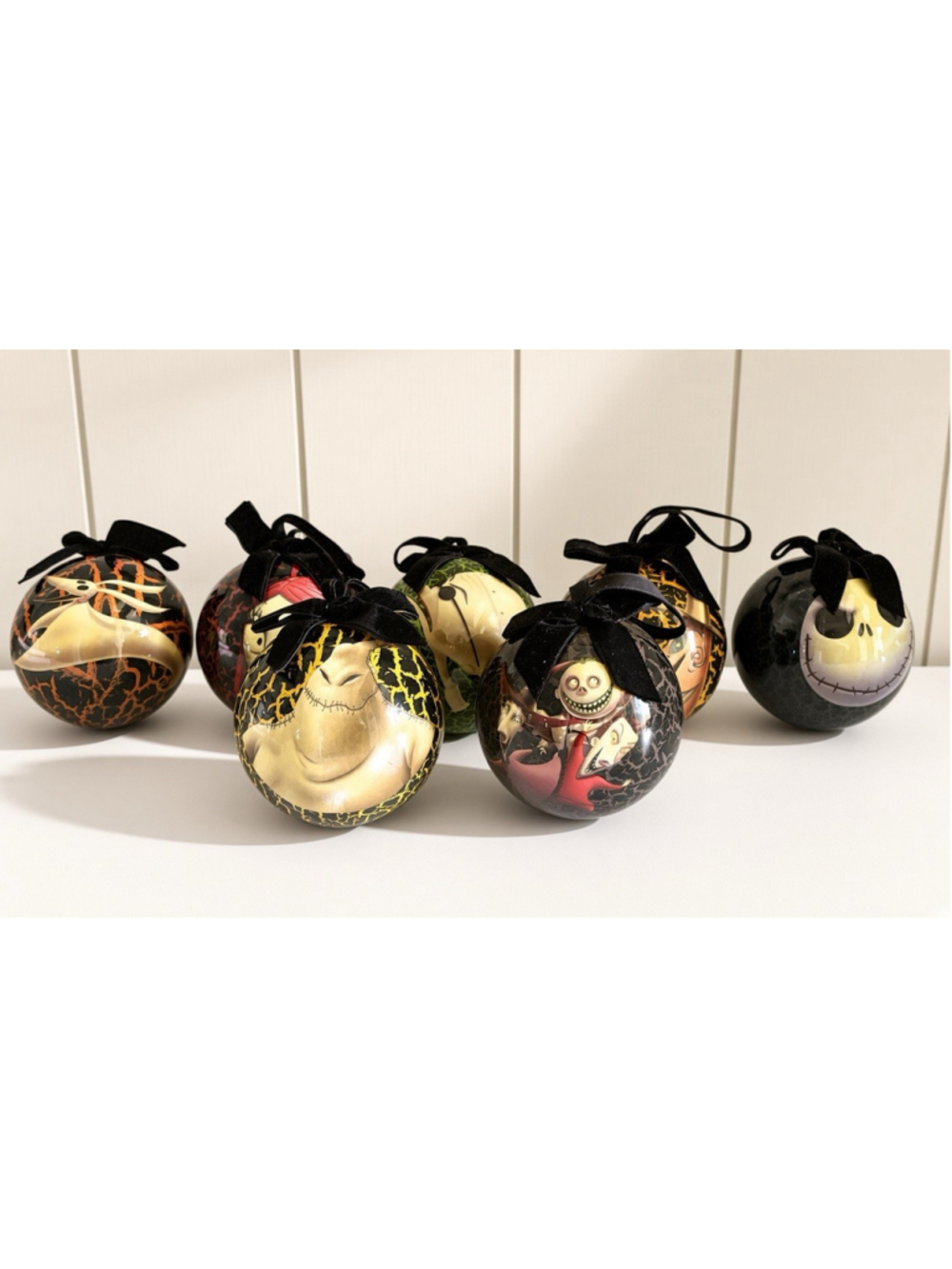 Disney Store Nightmare Before Christmas Halloween Town Set of 7 Ball Ornaments